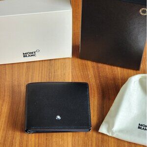 $520 New Auth Meisterstuck Montblanc Black Leather 6CC 2 View Pocket Wallet